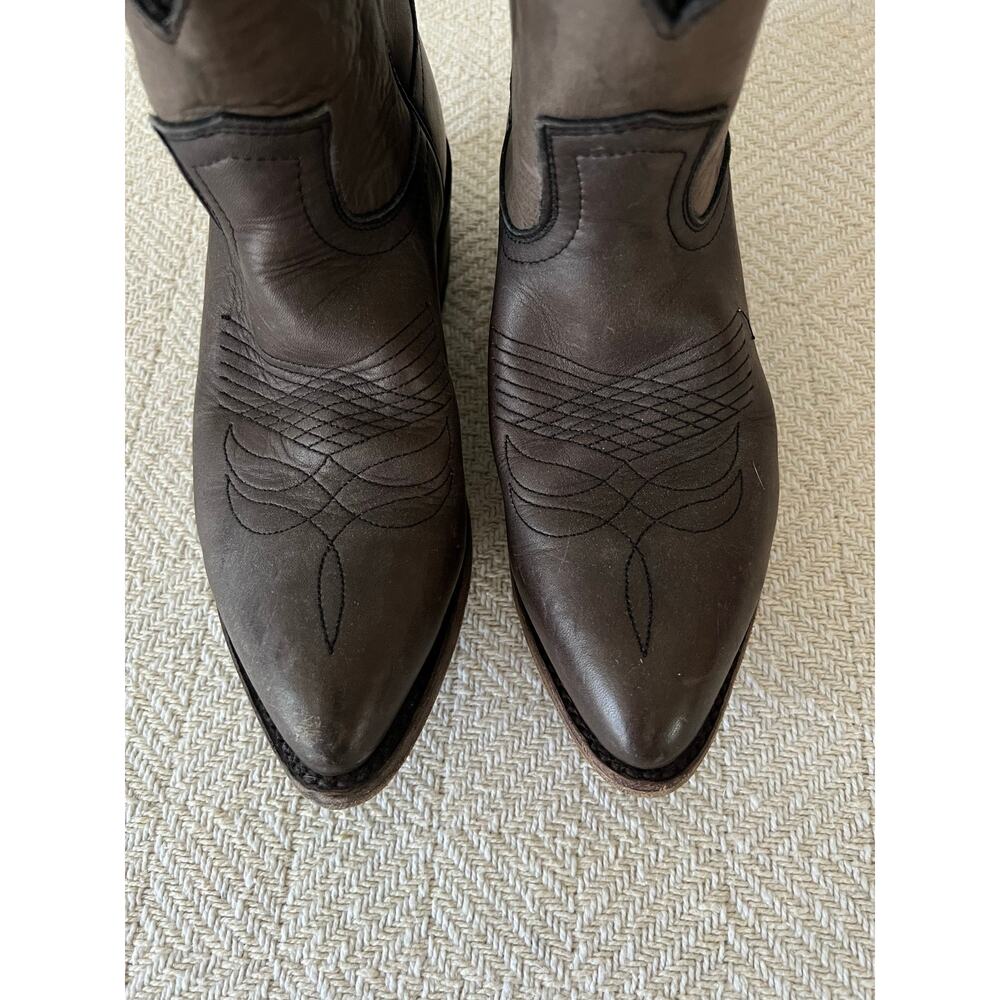 Frye Brown Leather Western Ankle Boots Women's 6.5 Made in Mexico - Picture 2 of 10